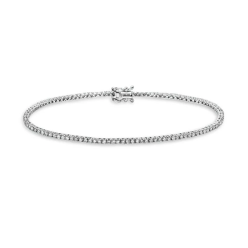 Double heart bracelet-Diamond Tennis Bracelet (1.50 ct.) 1.7 mm 4-Prongs Setting in 14K Gold