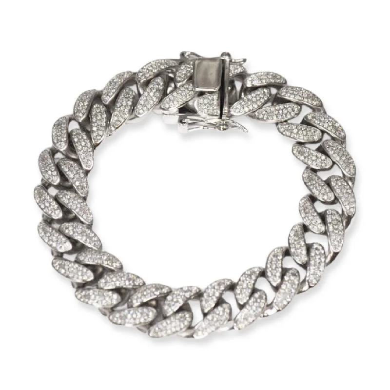 Double layer bracelet-14MM CZ CUBAN LINK BRACELET 7.5 INCHES