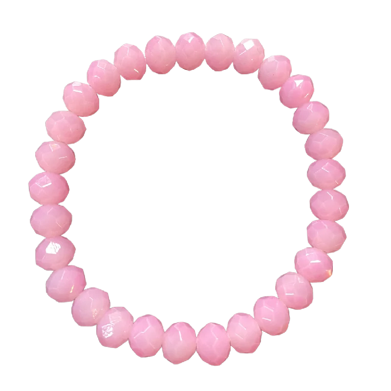 Ocean wave bracelet-Rose Faceted Rondelle 8mm Bracelet