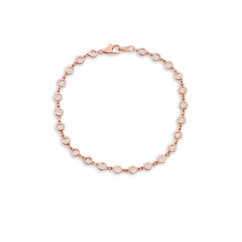 Hammered copper bracelet-24 Stone Diamond By The Yard Bracelet (0.75 ct.) Bezel Set in 14K Gold