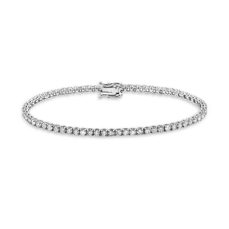 Minimalist bar bracelet-Diamond Tennis Bracelet (3.30 ct.) 2.30 mm 4-Prongs Setting in 14K Gold