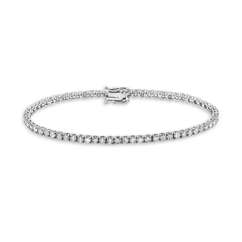 Double heart bracelet-Diamond Tennis Bracelet (8.50 ct.) 3.8 mm 4-prongs Setting in 14K Gold