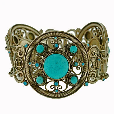 Gold plated bracelet-Arts & Crafts Sterling & Persian Turquoise Bracelet