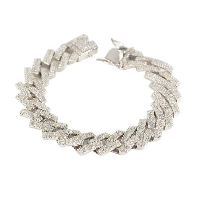 Side stone bracelet-CZ CUBAN BRACELET