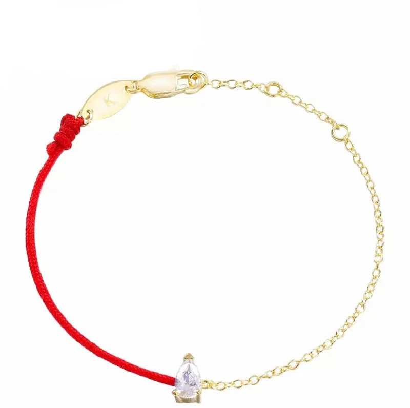 Retro style bracelet-Red Diamond Drop String Bracelet