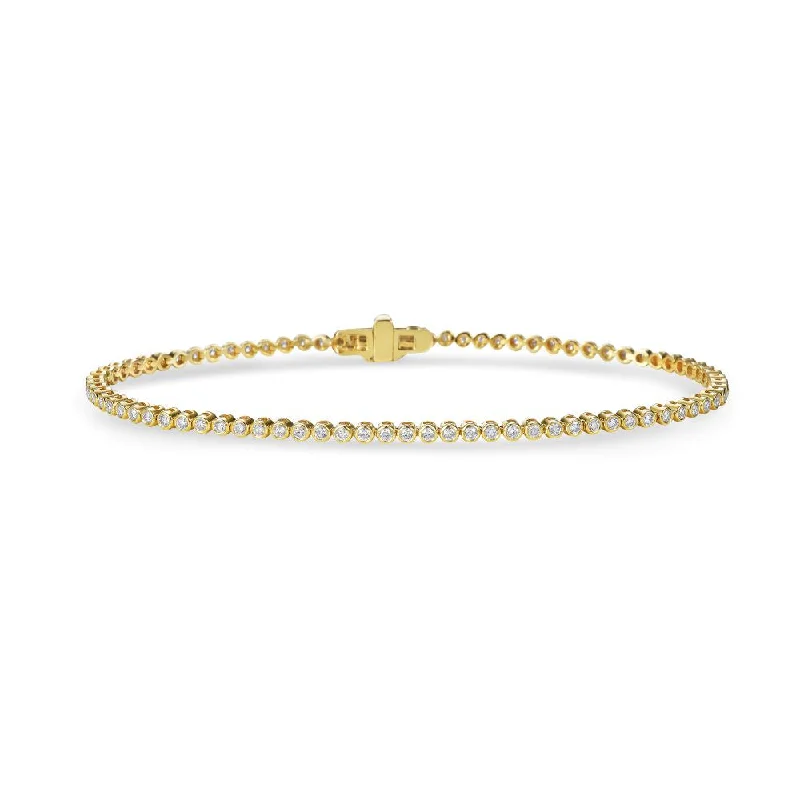 Twisted chain bracelet-Diamond Tennis Bracelet (1.00 ct.) Bezel Setting in 14K Gold