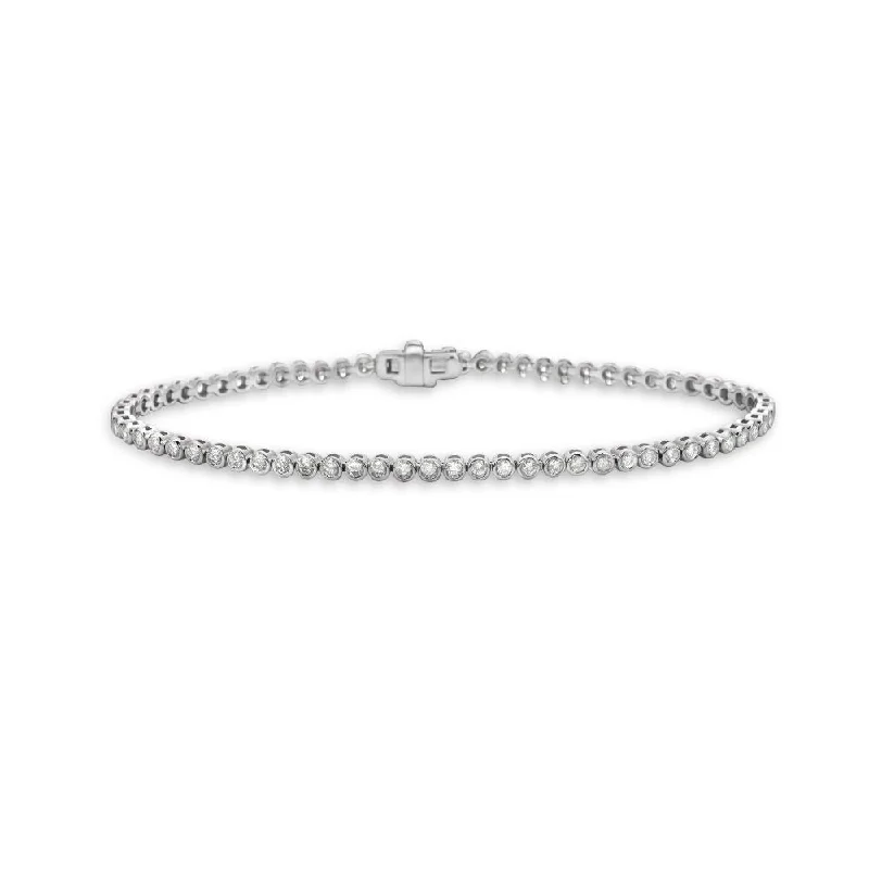 Teardrop crystal bracelet-Diamond Tennis Bracelet (1.35 ct.) Bezel Setting in 14K Gold