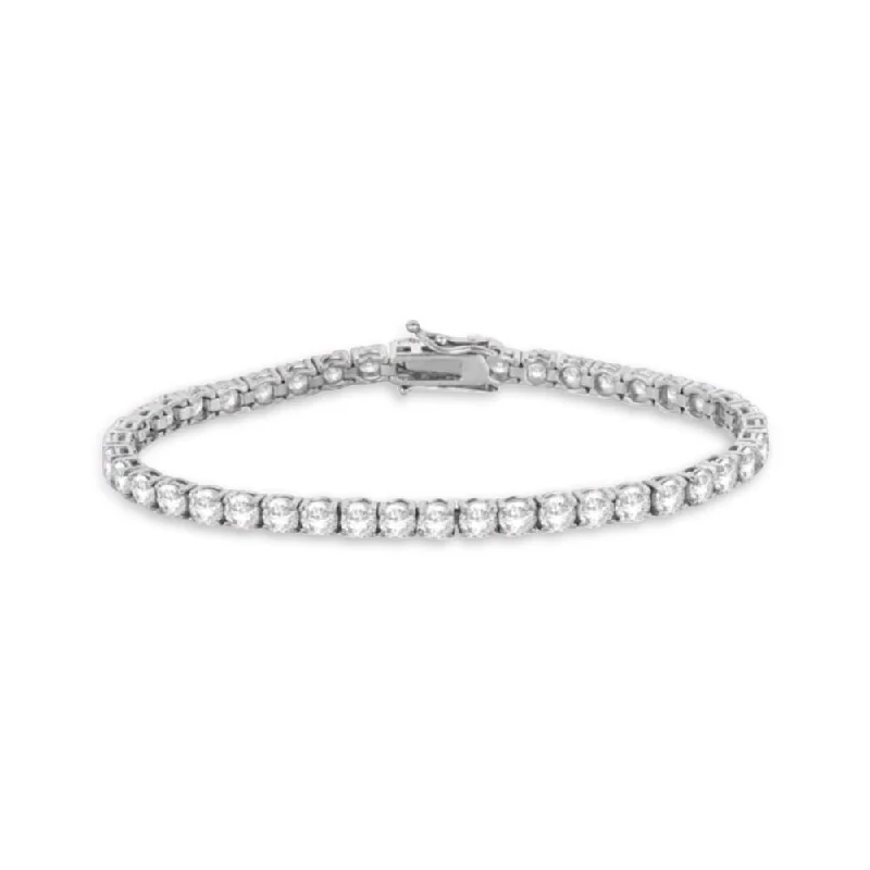 Sterling silver charm bracelet-Diamond Tennis Bracelet (16.00 ct.) 5 mm 4-Prongs Setting in 14K Gold