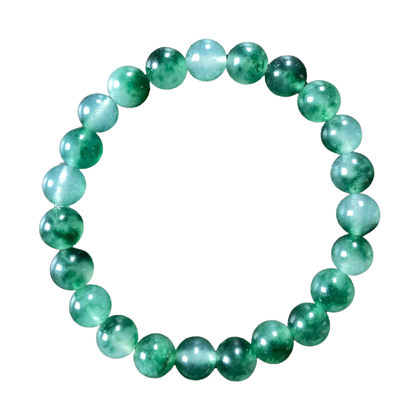 Gold link bracelet-Emerald Mix Agate 8mm Bracelet