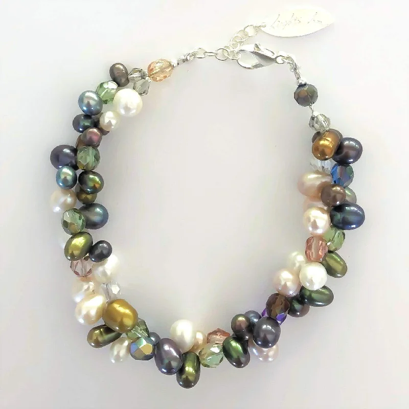 Wave pattern bracelet-2-strand Freshwater Pearl Bracelets - Multi