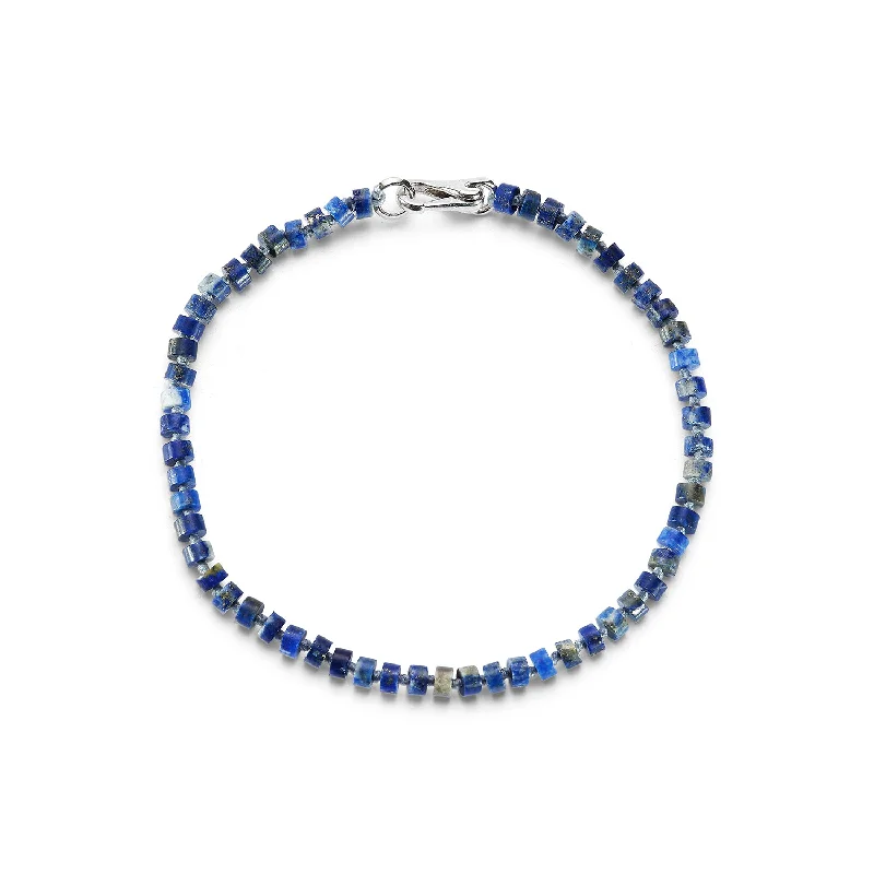 Pearl strand bracelet-GARNETT STERLING SILVER AND LAPIS BEAD BRACELET