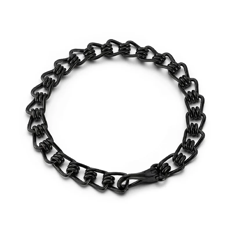 Wave design bracelet-HUXLEY BLACK STERLING SILVER COIL LINK BRACELET