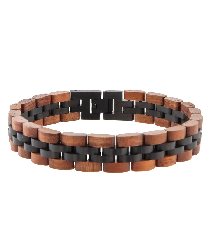 Hexagon link bracelet-Koa Bracelet – Wide, Black Metal