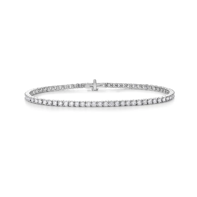 Pearl strand bracelet-Lab Grown Diamond Tennis Bracelet (5.00 ct.) 3.00mm 4-Prongs Setting in 14K Gold