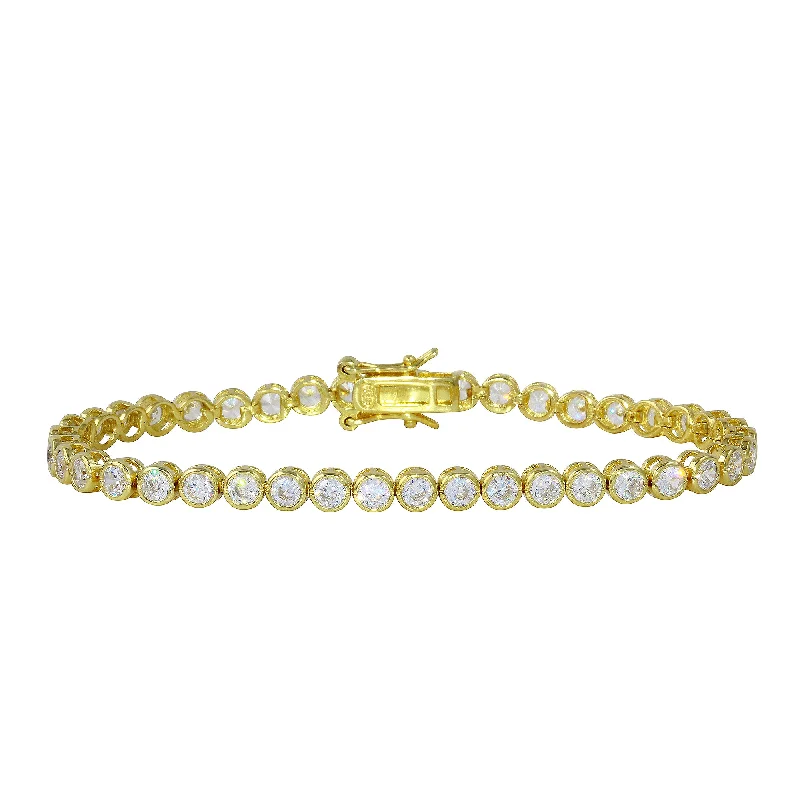 Wave design bracelet-Diamond Bezel Tennis Bracelet