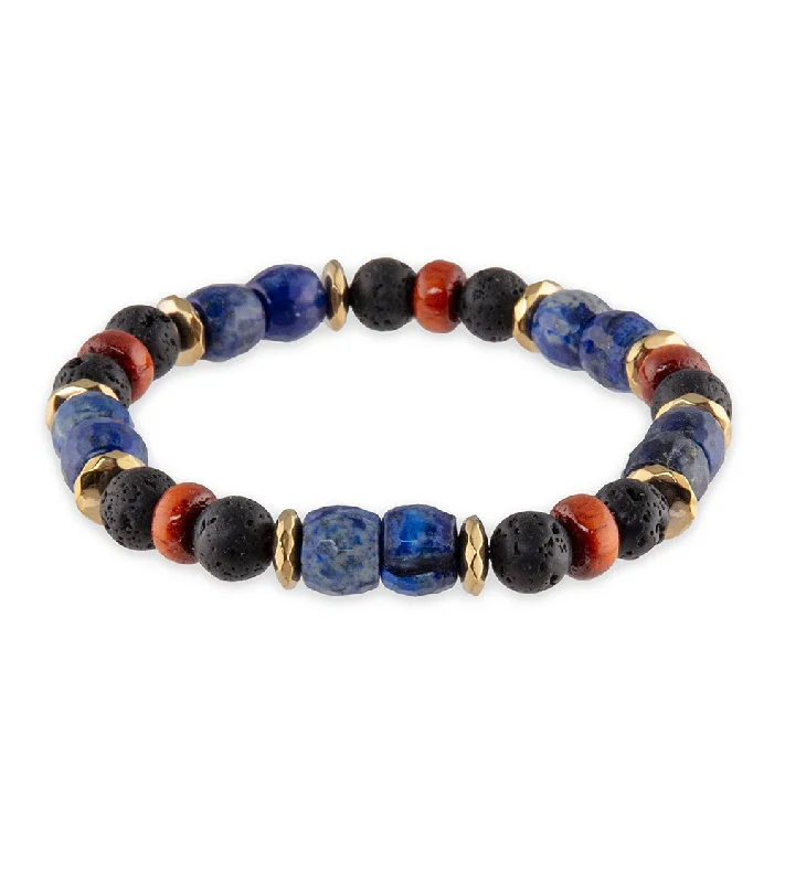 Celtic knot bracelet-Lava, Lapis, Koa & Hematite Bracelet by Bergan