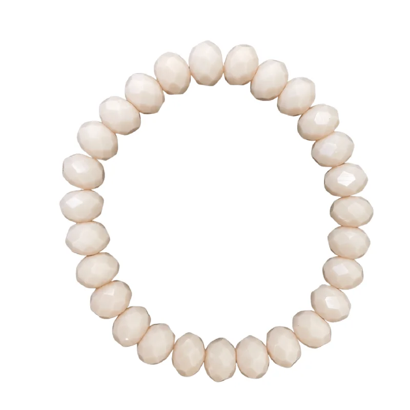 Vintage pearl bracelet-Light Peach Jade Faceted Rondelle 8mm Bracelet