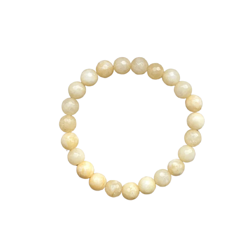 Hexagonal gem bracelet-Banana Faceted Jade 8mm Bracelet