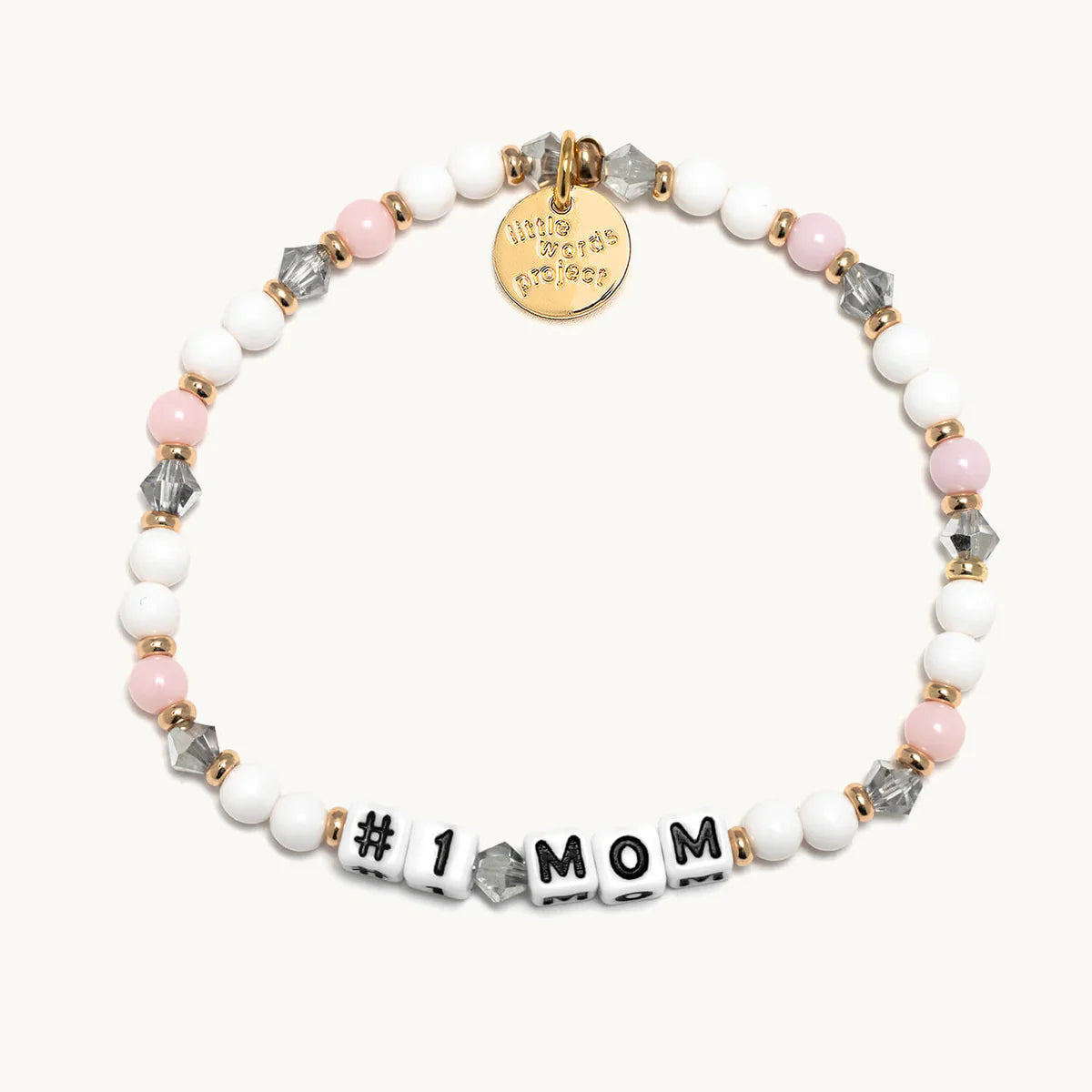 Rose quartz bracelet-LITTLE WORDS BRACELET - #1 MOM