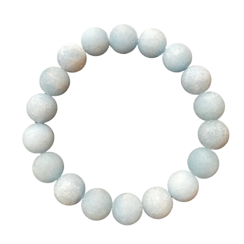 Sunflower charm bracelet-Matte Powder Blue Jade 10mm Bracelet