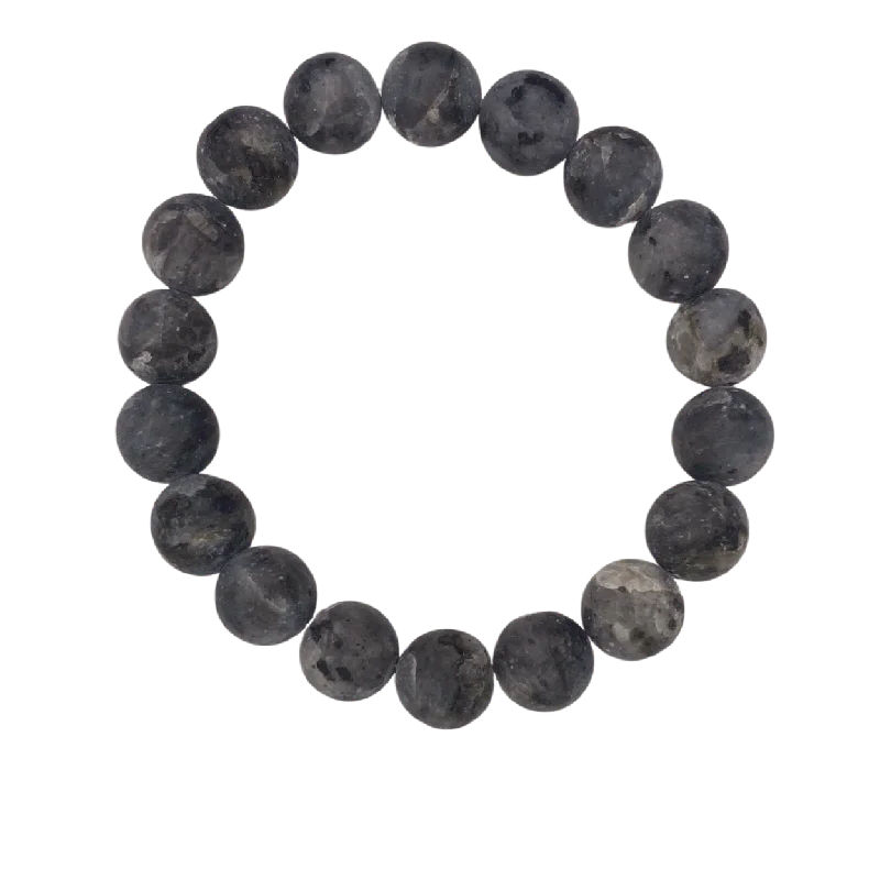 Infinity twist bracelet-Matte Marble Labradorite Larvikite 10mm