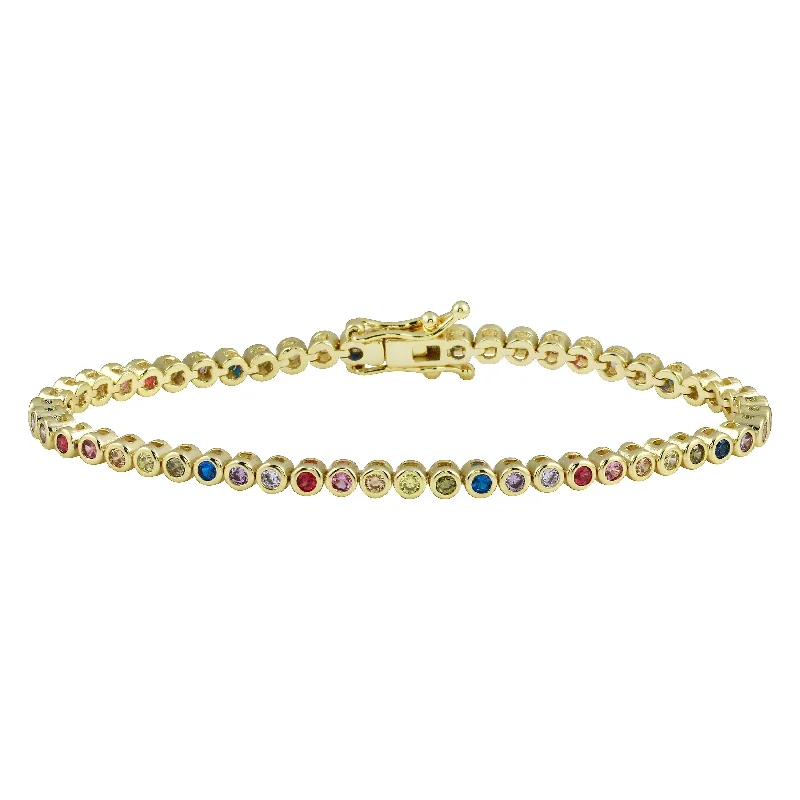 Star-shaped link bracelet-Mini Rainbow Bezel Tennis Bracelet