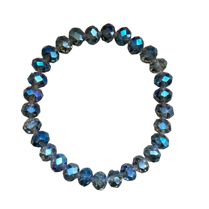 Cluster emerald bracelet-Montana Blue Faceted Rondelle 8mm Bracelet