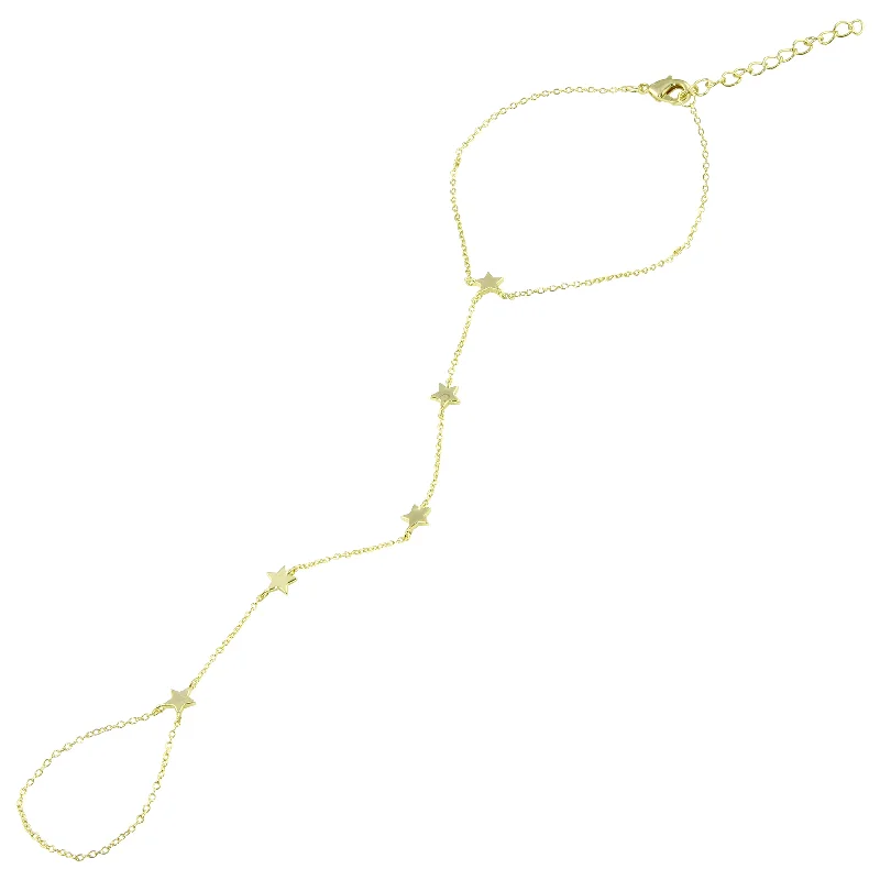 Hammered gold bracelet-Multi Star Hand Chain