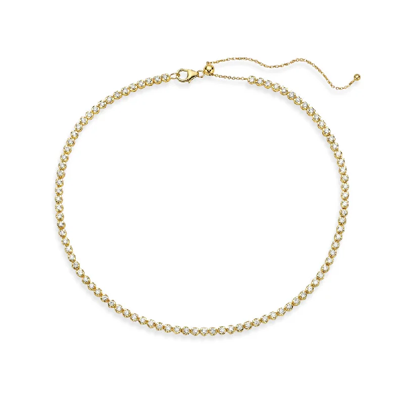 Side stone bracelet-Multiway Diamond Tennis Choker Necklace + Double Wrap Bracelet, (2.53 ct.) Buttercup Setting in 14K Gold