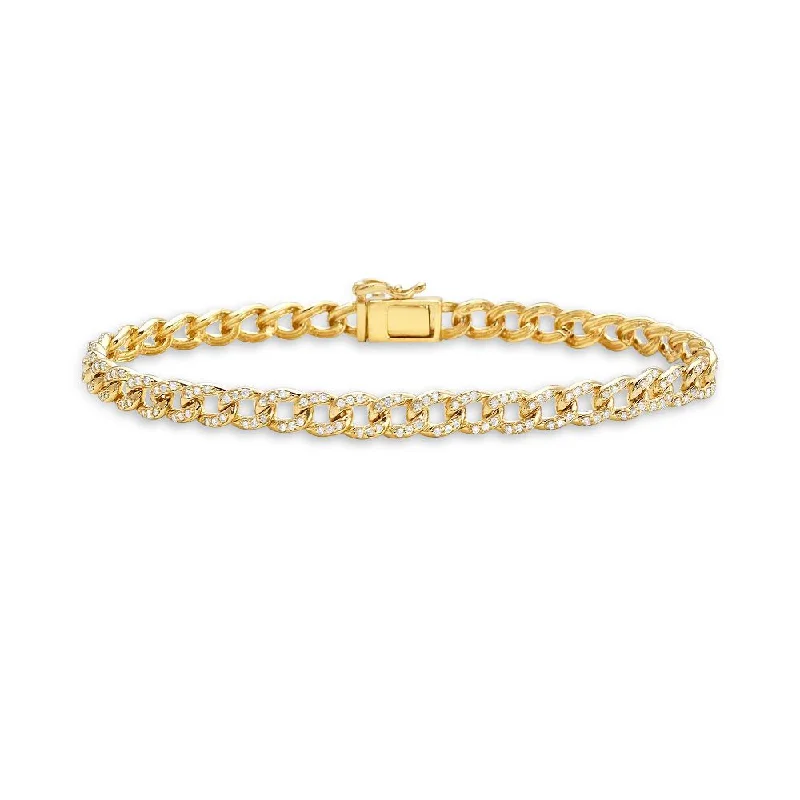 Vintage cameo bracelet-Diamond Mini Cuban Link Bracelet (1.00 ct.) 5 mm Pave' Setting in 14K Gold