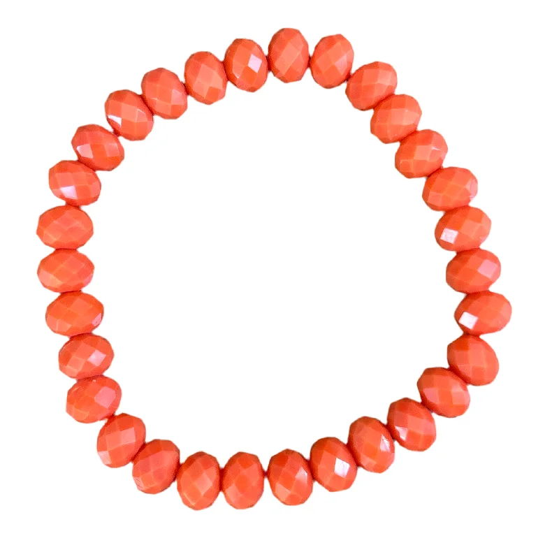 Statement chunky bracelet-Orange Crystal 24 Faceted Rondelle 8mm Bracelet