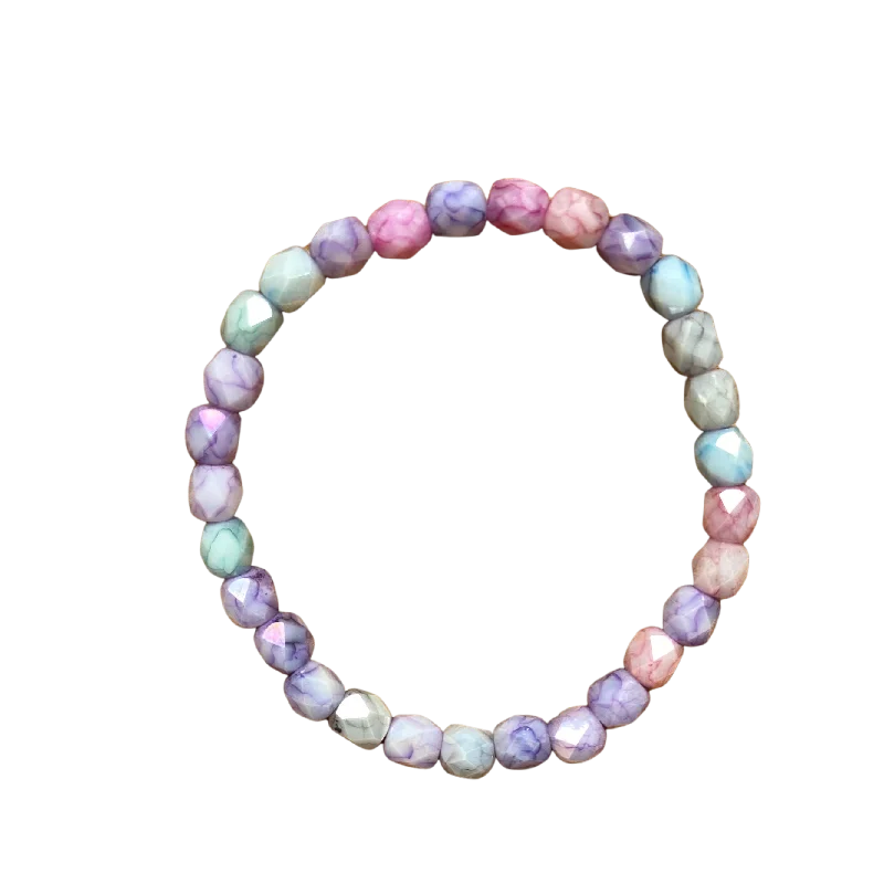 Modern minimalist bracelet-Pastel Candy Mix Faceted 6mm Bracelet