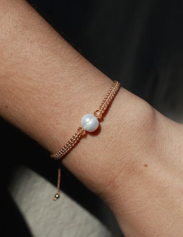 Sterling silver charm bracelet-Pearl Stacker in Honey