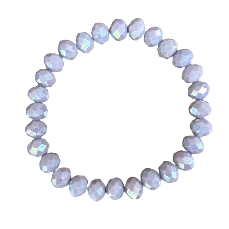 Statement chunky bracelet-Lilac Faceted Rondelle 8mm Bracelet