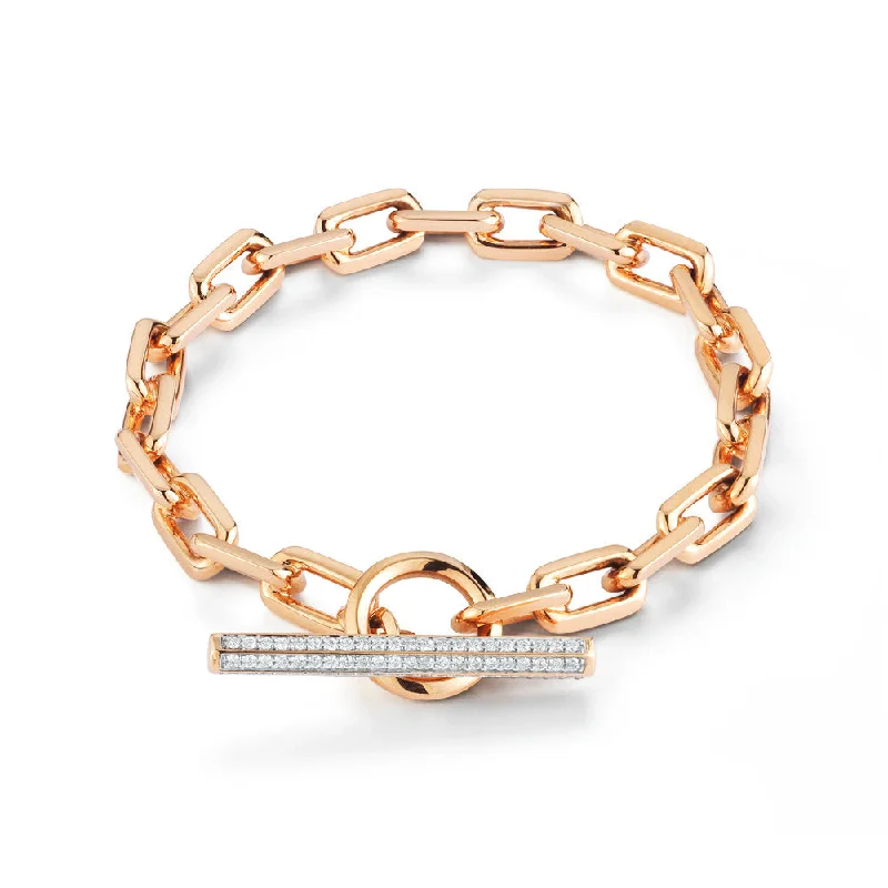 Adjustable cord bracelet-SAXON 18K DIAMOND TOGGLE CHAIN LINK BRACELET