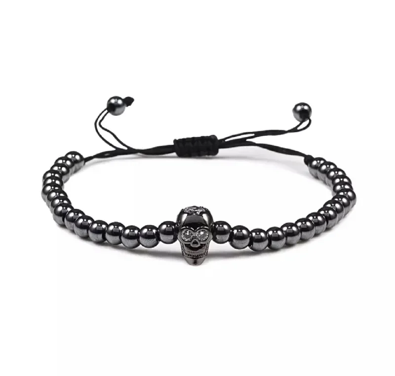 Pearl strand bracelet-Skull Bead Bracelet