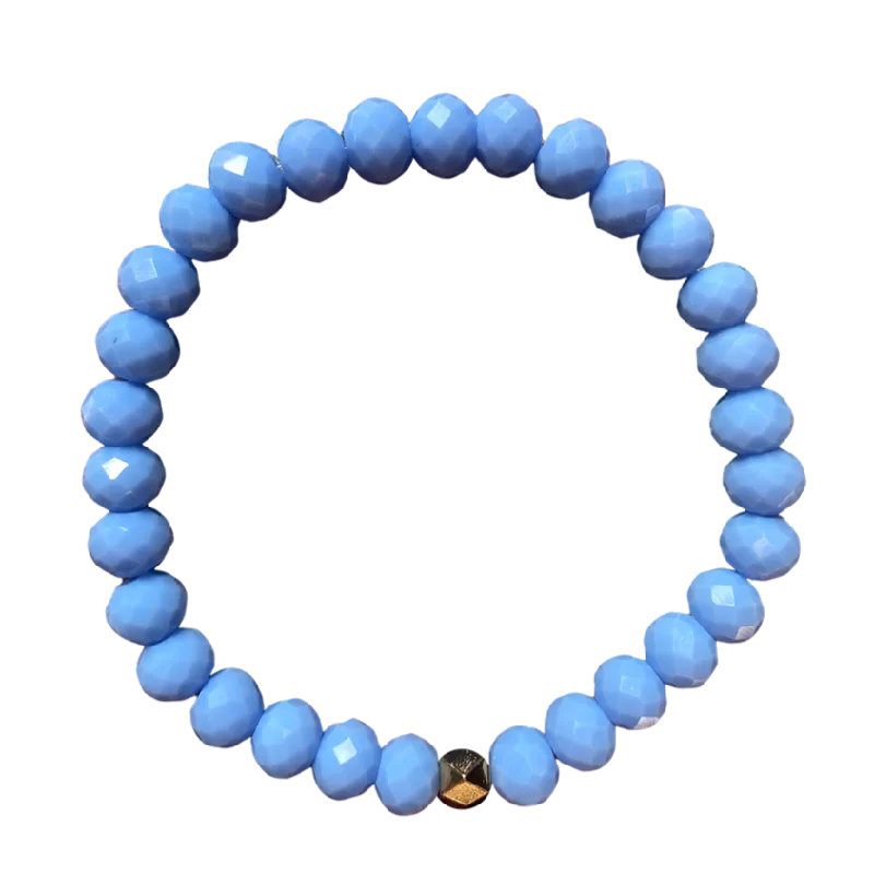 Adjustable moon bracelet-Sky Blue Faceted Rondelle 8mm Bracelet