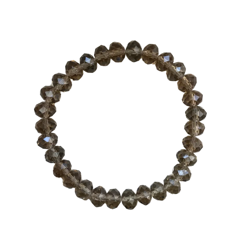 Bohemian beaded bracelet-Smoky Quartz Crystal Faceted Rondelle 8mm Bracelet