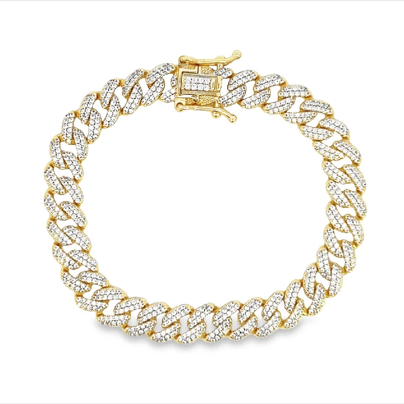 Chevron pattern bracelet-Thick Cuban Pave Bracelet