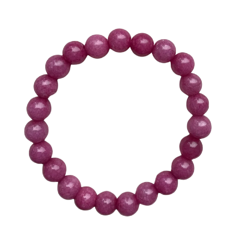 Leaf motif bracelet-Violet Raspberry Jade 8mm Bracelet