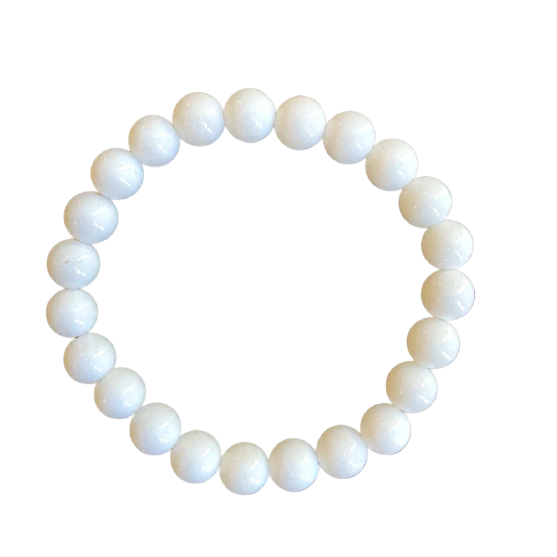 Long tassel bracelet-White Jade 8mm Bracelet