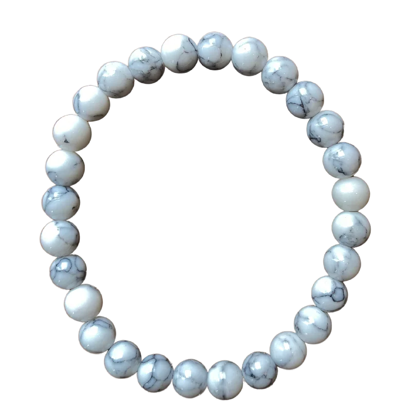 Ocean wave bracelet-White Magnesite 6mm Bracelet