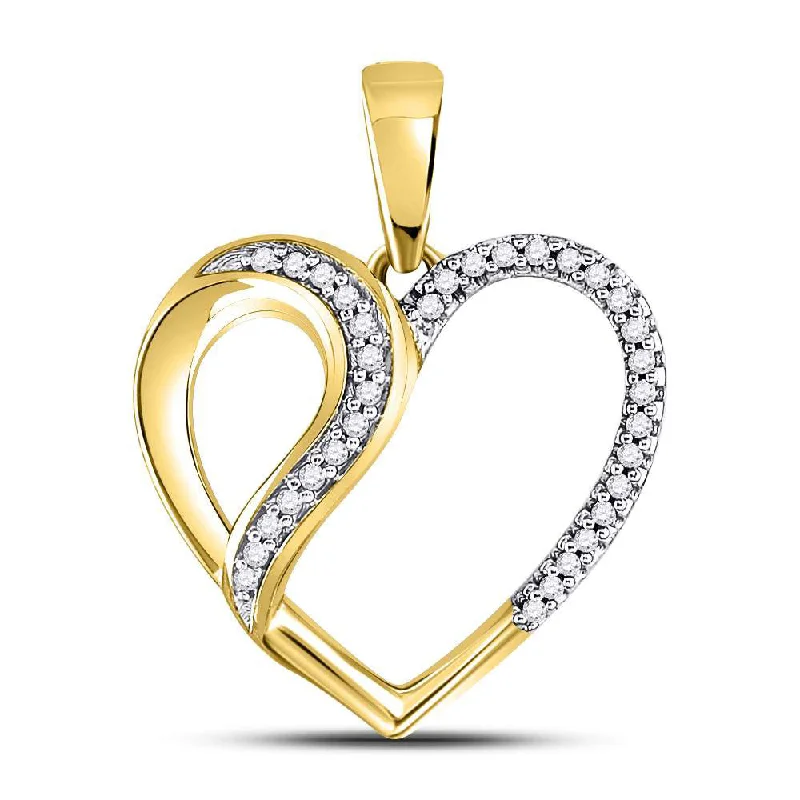 Multi-stone necklace-10kt Yellow Gold Womens Round Diamond Heart Fashion Pendant 1/10 Cttw