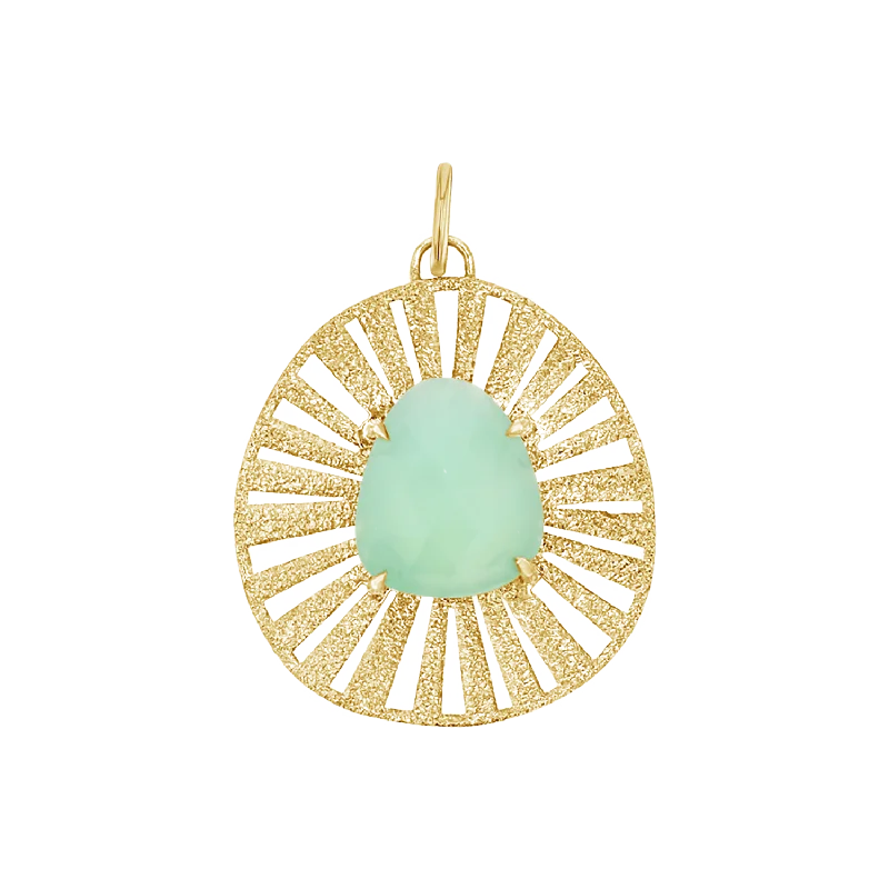 Sterling silver pendant necklace-Chrysoprase Medallion Charm