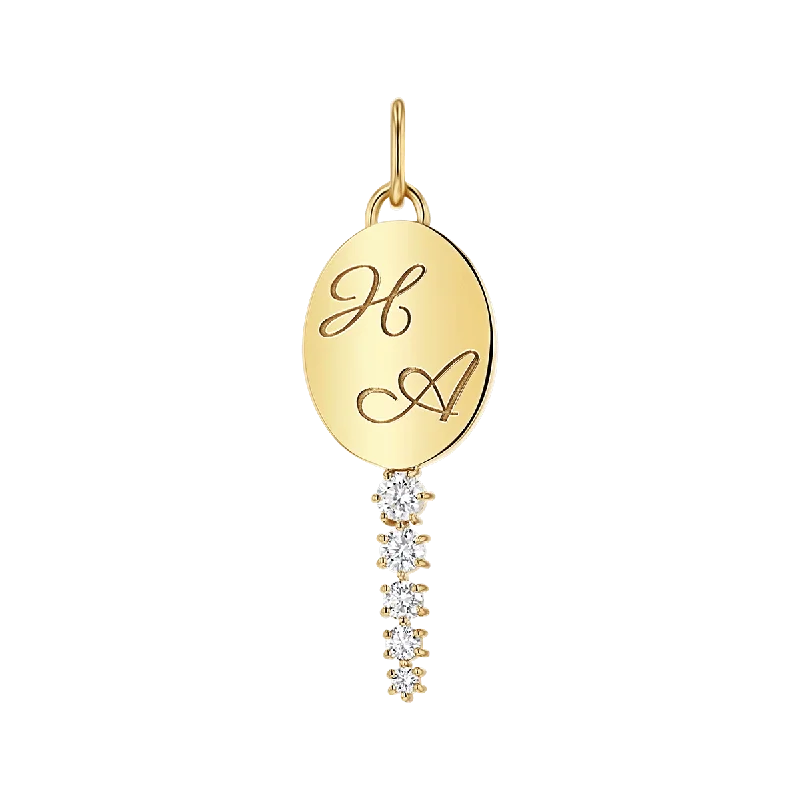 Engraved monogram necklace-Engravable Tapered Diamond Key Charm