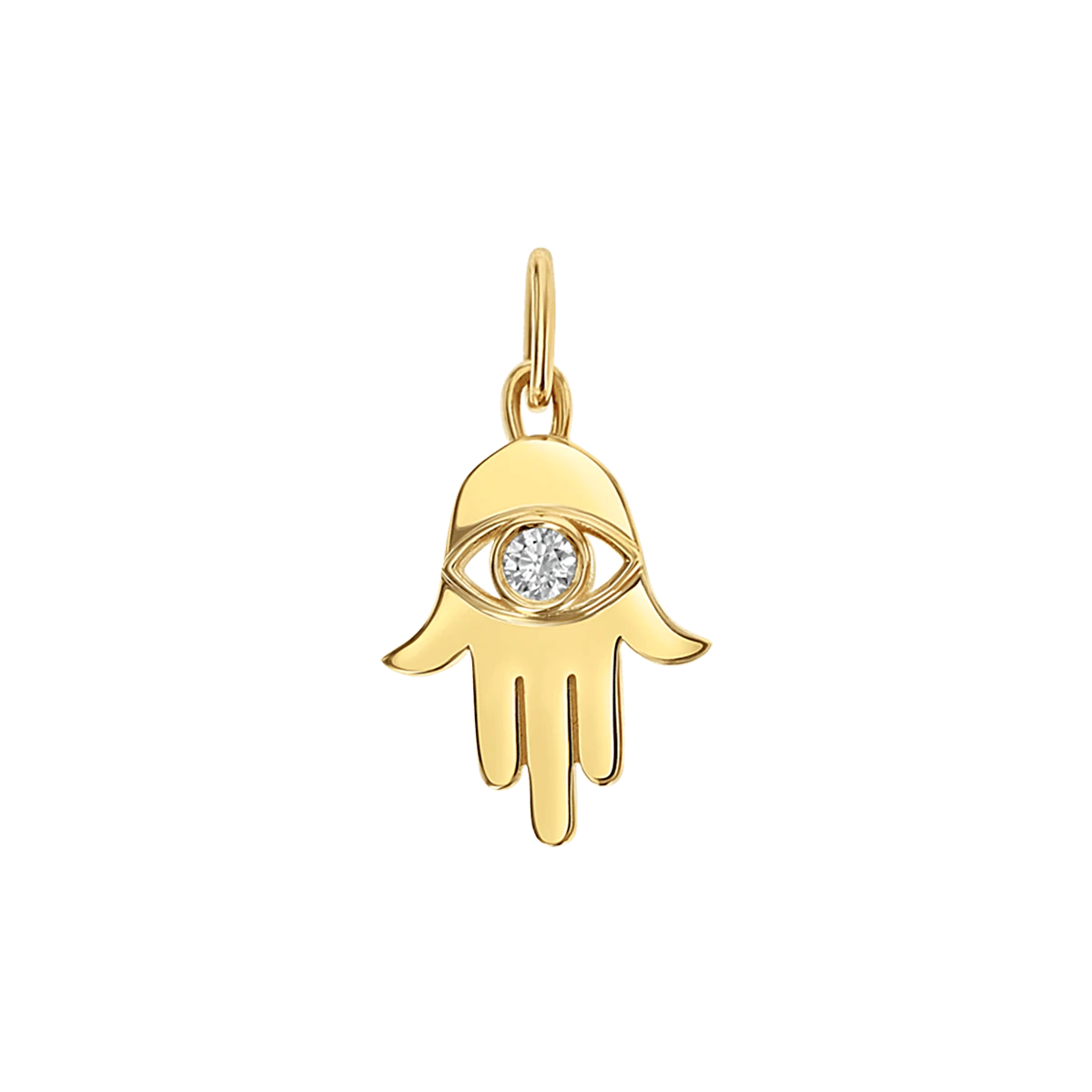 Aquamarine drop necklace-Kids Hamsa Diamond Eye Charm