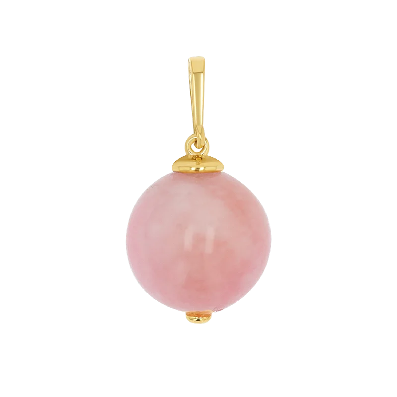 Minimalist bar necklace-Pink Jade Gumball Charm