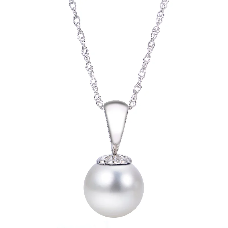 Knotted love necklace-7mm Akoya Pearl 14K White Gold Pendant Necklace