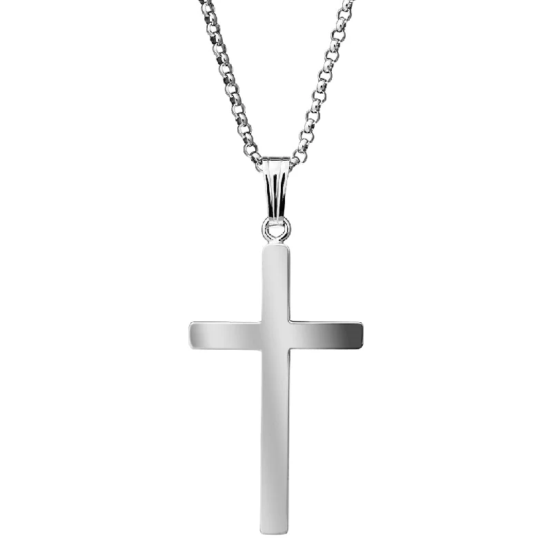 Twisted chain necklace-Sterling Silver 18x37mm Cross Pendant Necklace