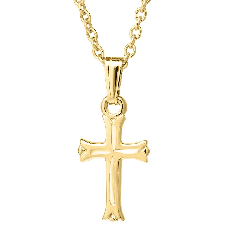 Teardrop crystal necklace-Baby 14K Gold Filled Engraved Cross Pendant Necklace